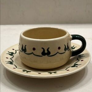 Vintage Metlox Poppytrail Homestead Provincial Cup & Saucer Cream Green Set of 5